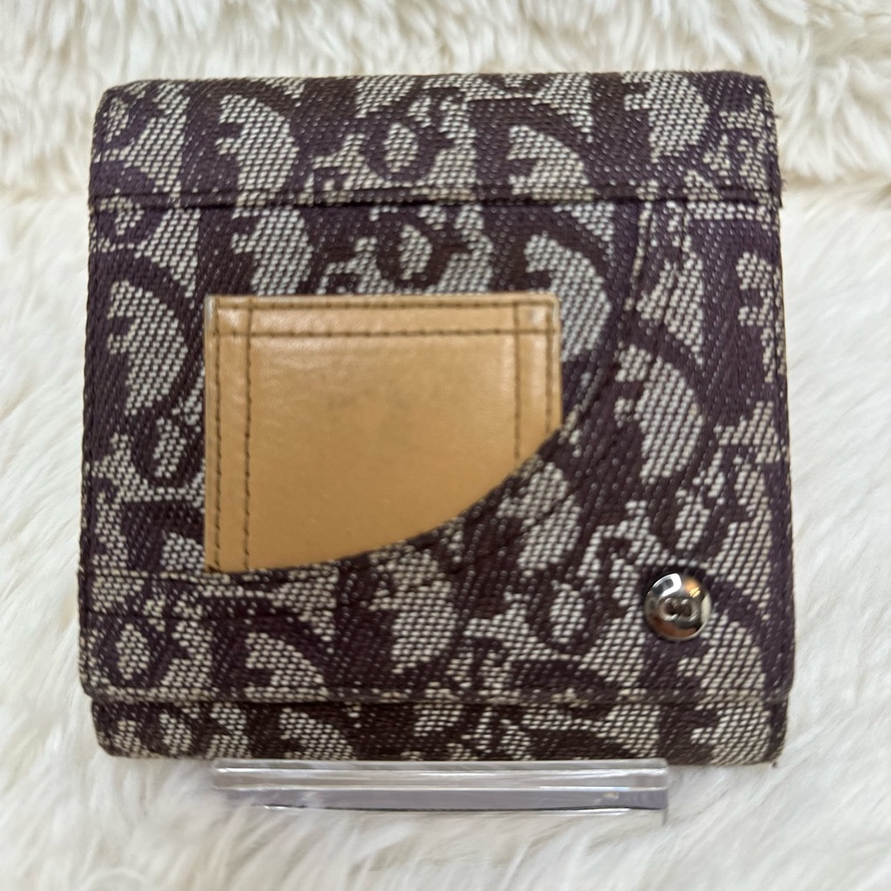 Christian Dior Trotter Canvas Leather Trifold Wallet